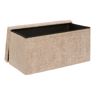 Pouf Pliable Coffre Soana en Bouclette Beige foncé 76x38cm