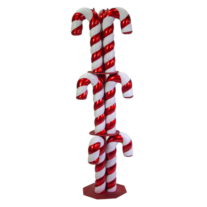 Statua bastoncini di zucchero in plastica bianco e rosso cmh168