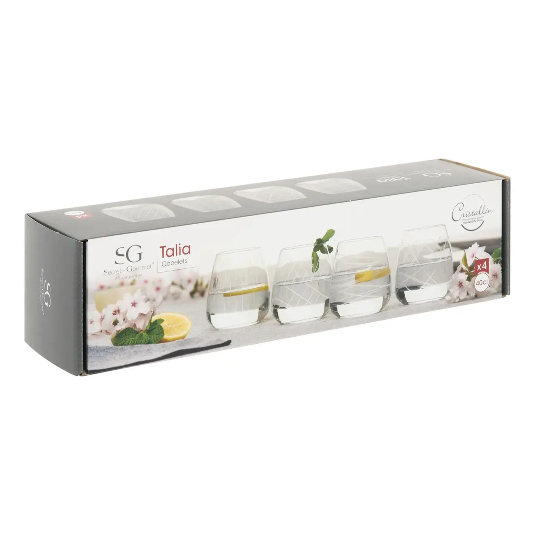 Lot de 4 gobelets bas Talia cristallin