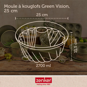 Lot de 2 moules à gâteaux 25/25 cm en acier avec cire de carnauba Zenker Green Vision
