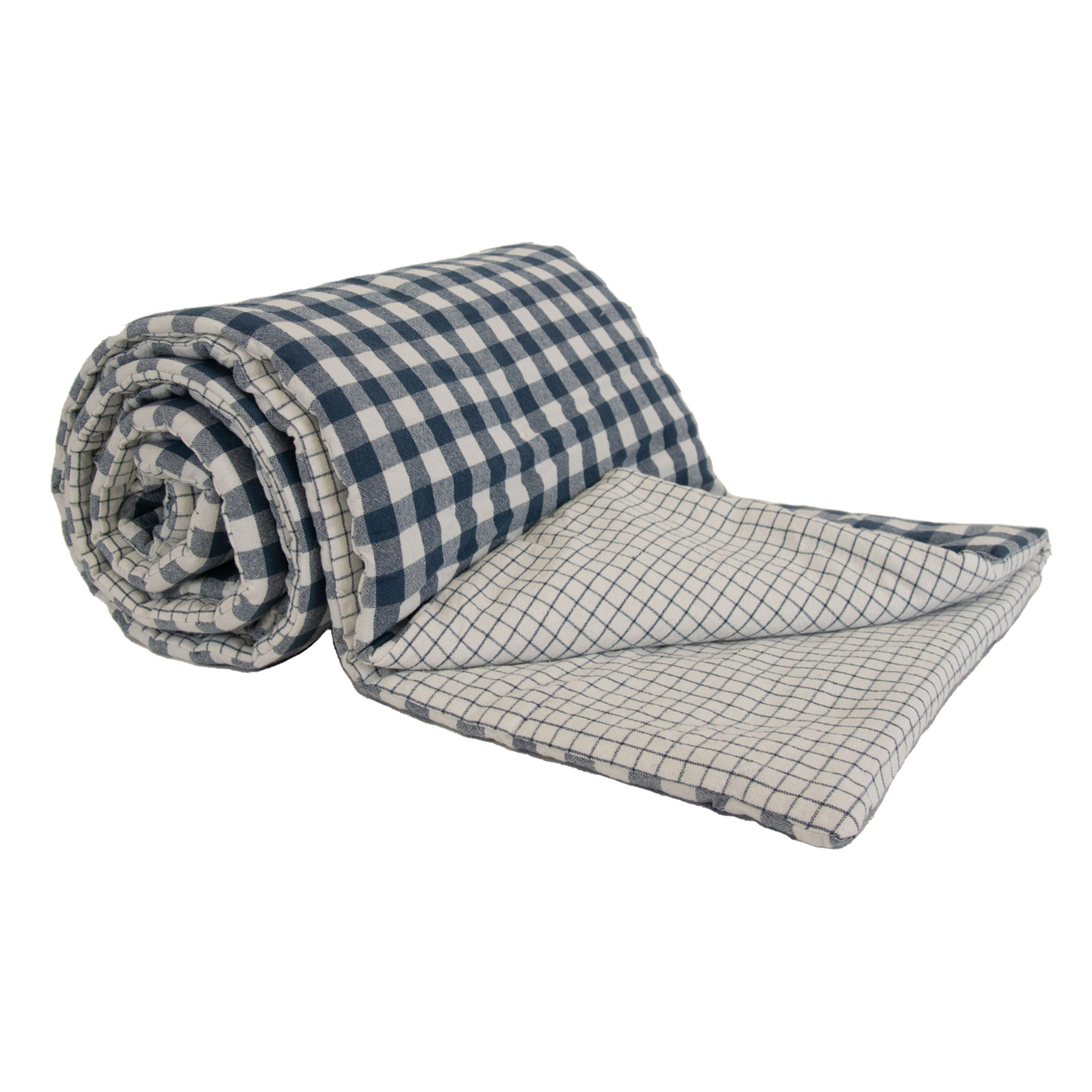 Édredon motif vichy en coton - Bleu