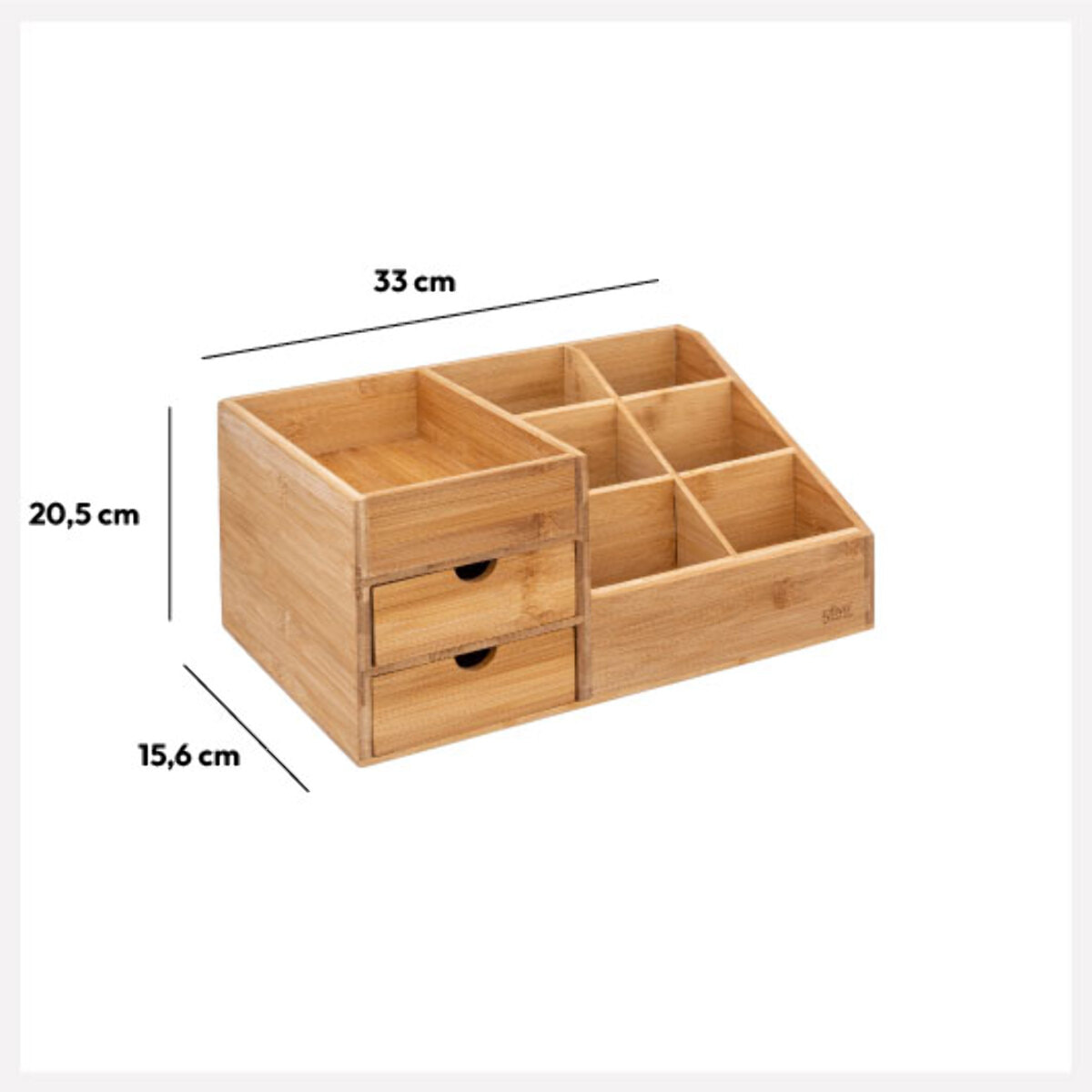 Organiseur 2 tiroirs/ 6 compartiments Bambou