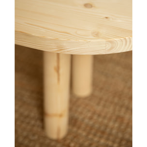 Table basse ovale en bois massif en teinte naturelle de 40x120cm Hauteur: 40 Longueur: 120 Largeur: 50
