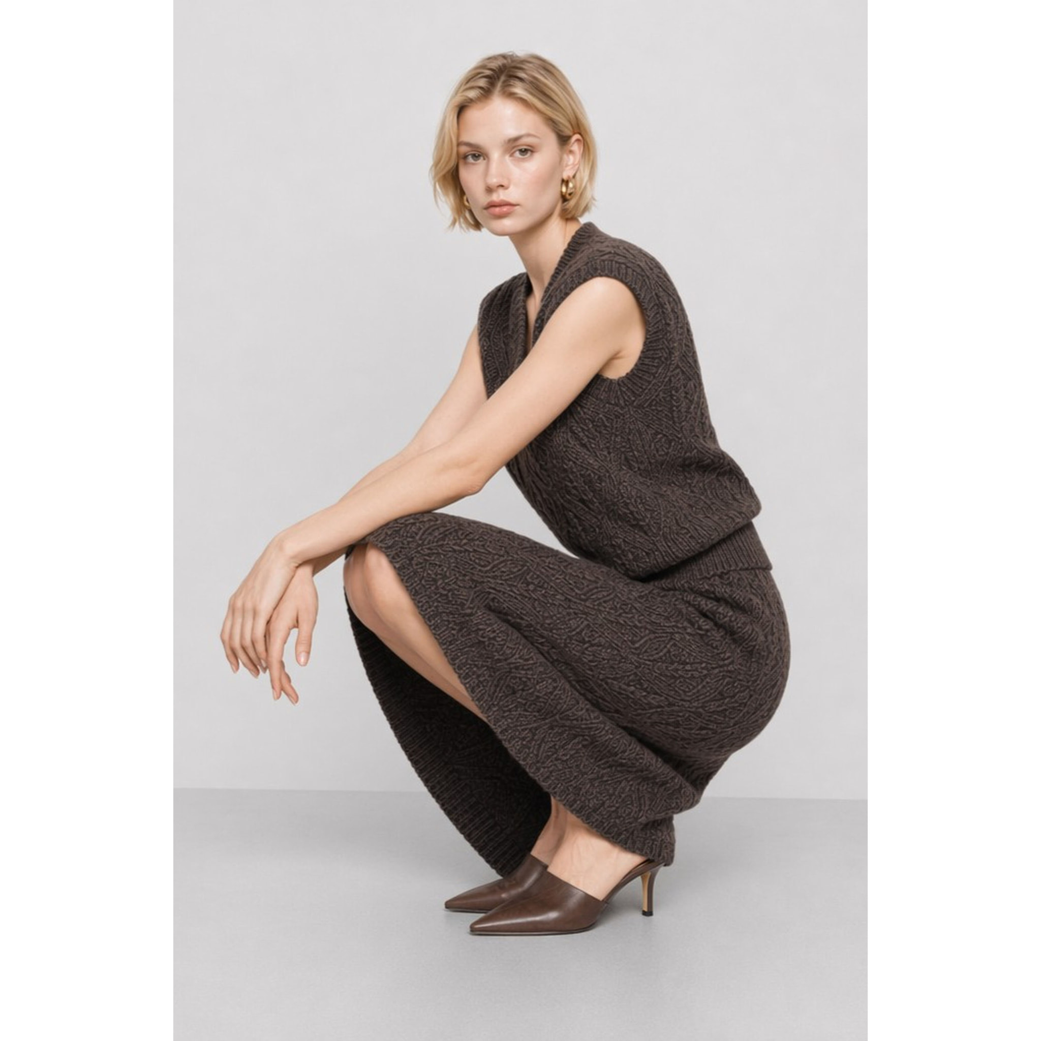 Kocca - Gonna in maglia con motivo a trecce in misto lana Donna