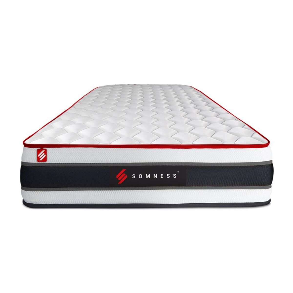 Ensemble - Matelas Ressorts ensachés et mémoire de forme 22cm d'épaisseur - 3 zones de confort - Confort ferme - Sommier tapissier monobloc - 1 place