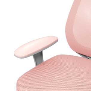 Chaise de bureau ergonomique hauteur réglable pivotante 360° revêtement maille rose