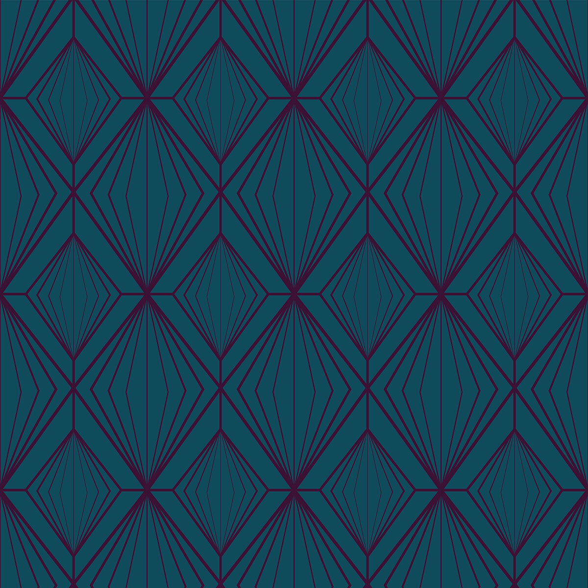 Papier peint art déco losange bleu turquoise Intissé