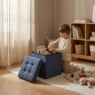 Pouf contenitore pieghevole 38x38x38 cm, cubo salvaspazio con vano interno, seduta imbottita resistente fino a 150 kg, design effetto lino elegante, ideale per soggiorno camera ingresso ufficio e cameretta