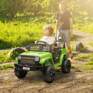 Coche Eléctrico para Niños de +3 Años Coche Eléctrico Coche de Batería 12V con Mando a Distancia Velocidad Ajustable USB Faros Bocina Verde