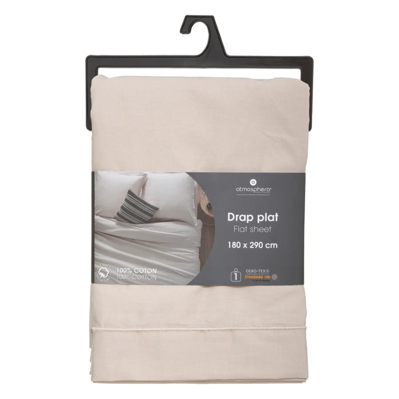 Drap en coton - lin - 180x290 cm