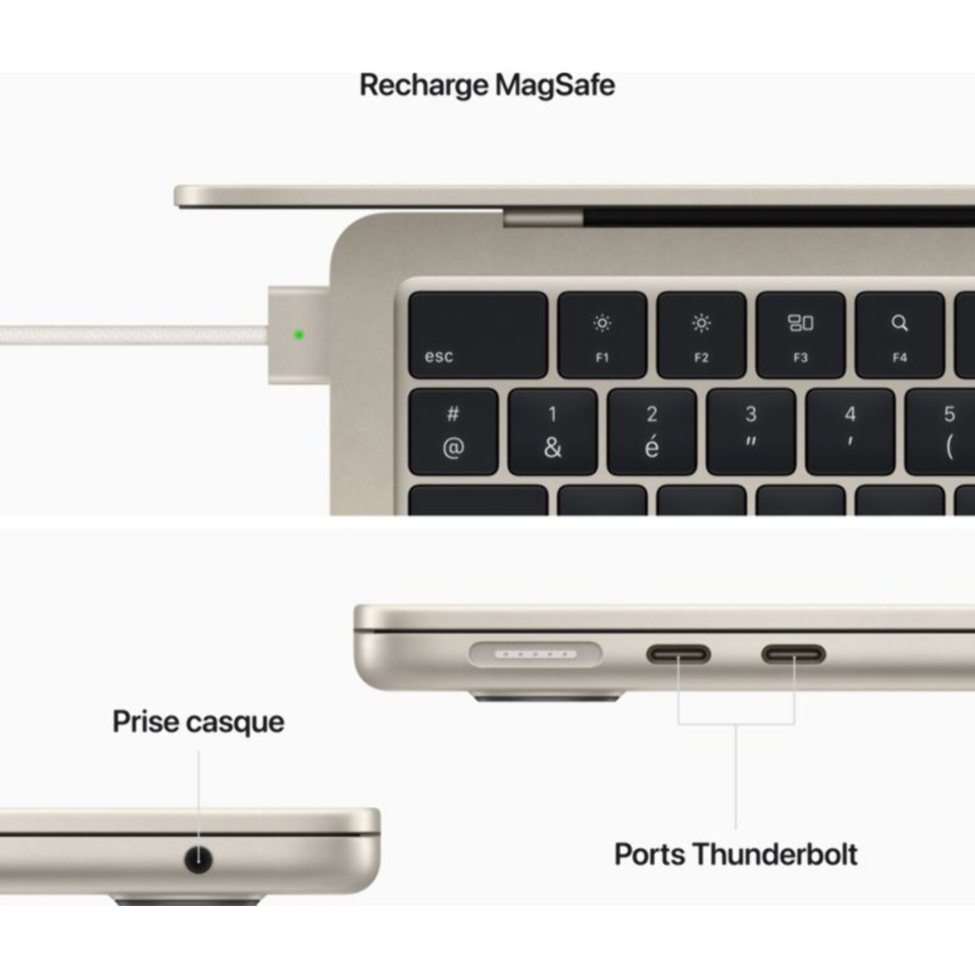 Ordinateur Apple MACBOOK Air 13' M2 8Go RAM 512Go SSD Lumière S