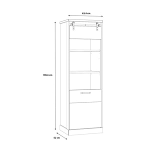 Vitrine colonne à LED en bois effet chêne & noir - FACTORY