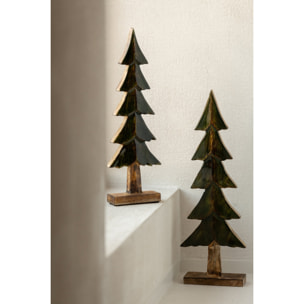 J-Line Set de 3 pins sur base brillants - bois de manguier - vert/naturel