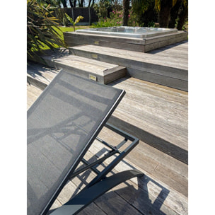 BARCELONA - Lot de 2 bains de soleil en toile plastifiée et aluminium