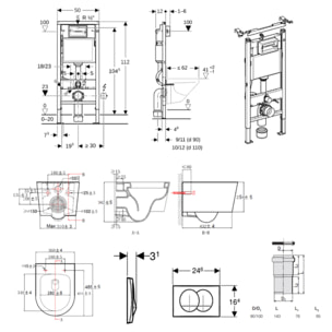 Duofix UP100 Pack WC bâti + WC suspendu sans bride avec abattant SoftClose Swiss Aqua Technologies + plaque (GEBSTBRWR02MAN-FR)