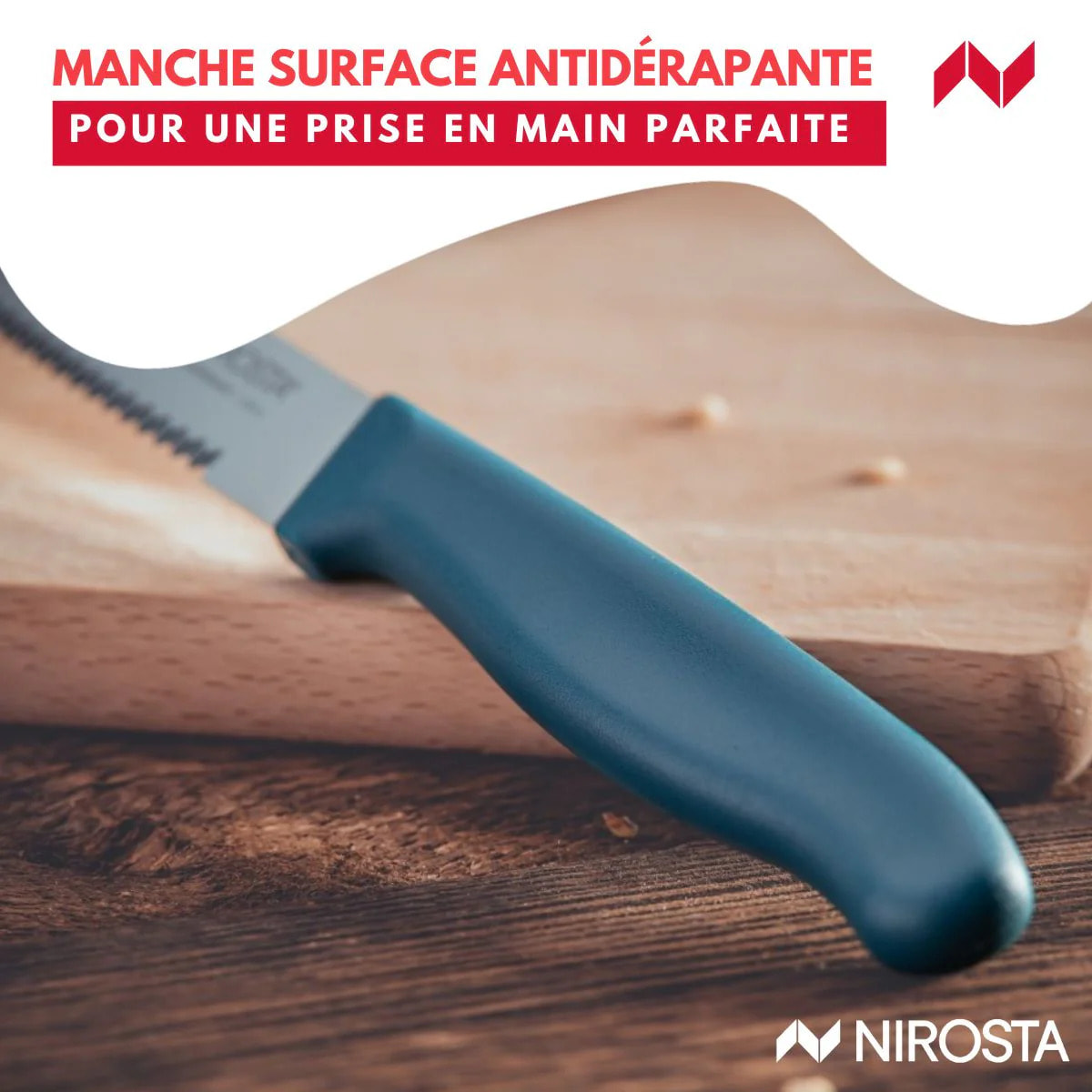 Couteau de cuisine lame crantée 21,5 cm Nirosta Elemental
