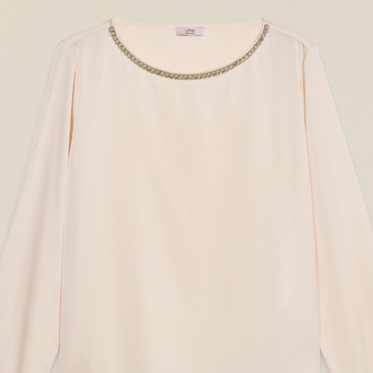Oltre - Blusa de satén con engastes - Blanco