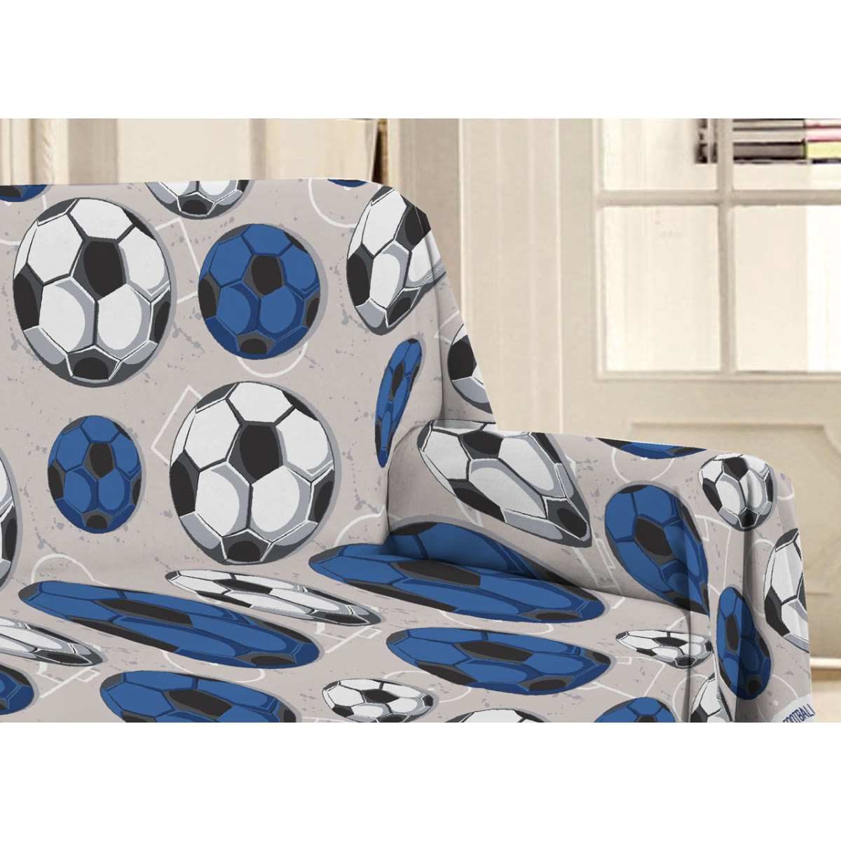 Telo Arredo Multiuso Copritutto 100% Cotone Calcio Blu