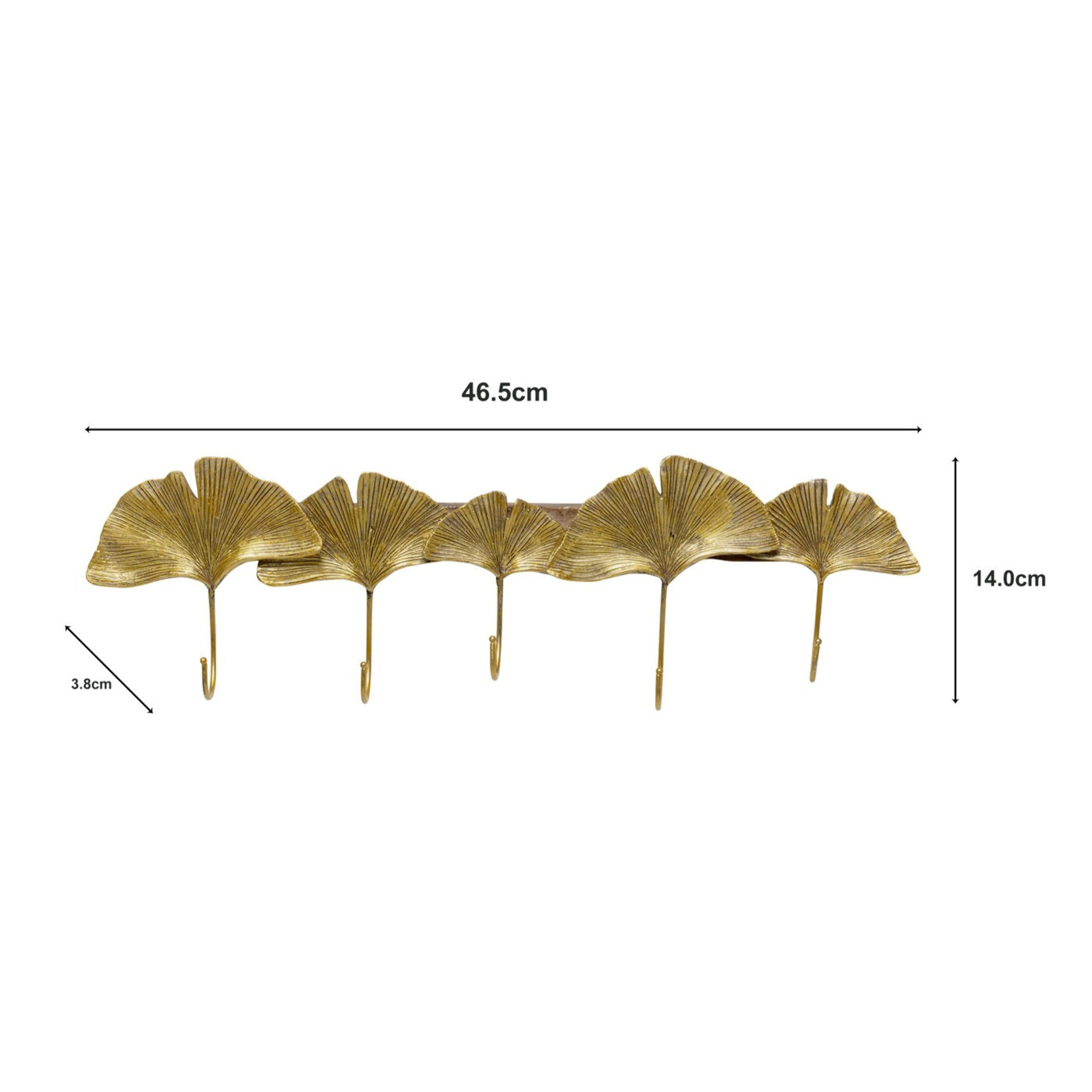 Portemanteau mural feuilles de ginkgo dorées Kare Design