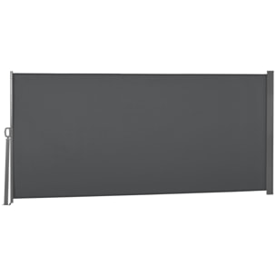 Store latéral brise-vue paravent rétractable dim. 3L x 1,6H m métal polyester imperméable anti-UV haute densité 180g/m² gris