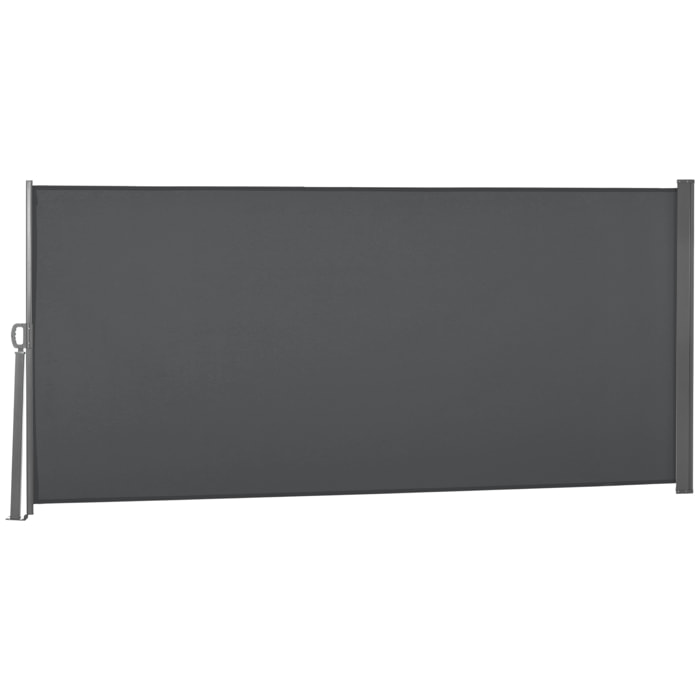 Store latéral brise-vue paravent rétractable dim. 3L x 1,6H m métal polyester imperméable anti-UV haute densité 180g/m² gris