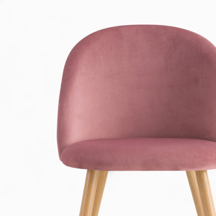 Pack 4 chaises en velours bleu et rose - Cozy
