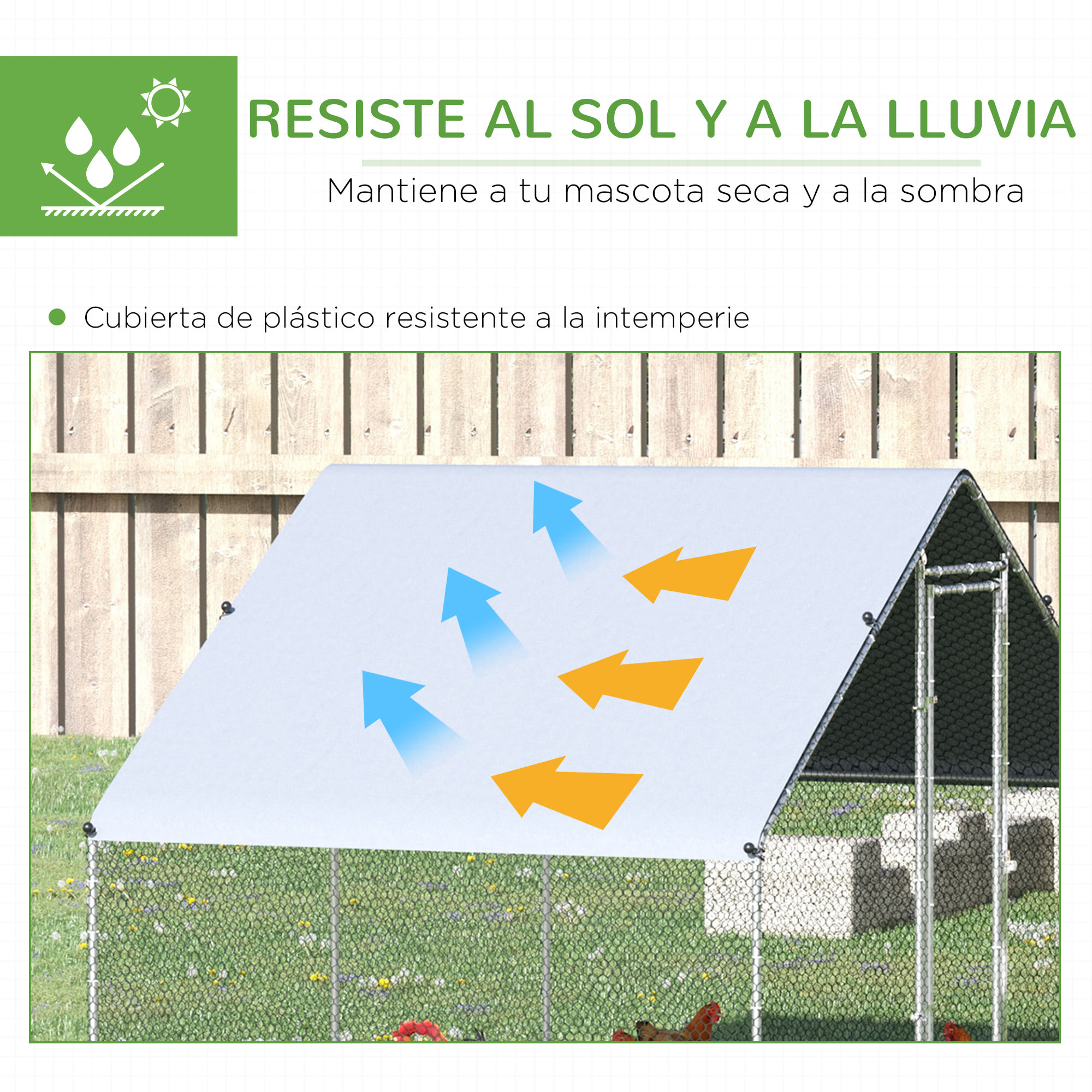 Gallinero de Exterior Grande 3x2x2 m Jaula para 4-6 Gallinas Cercado de Acero Galvanizado con Techo de PE y Cerradura para Conejos Aves de Corral Plata