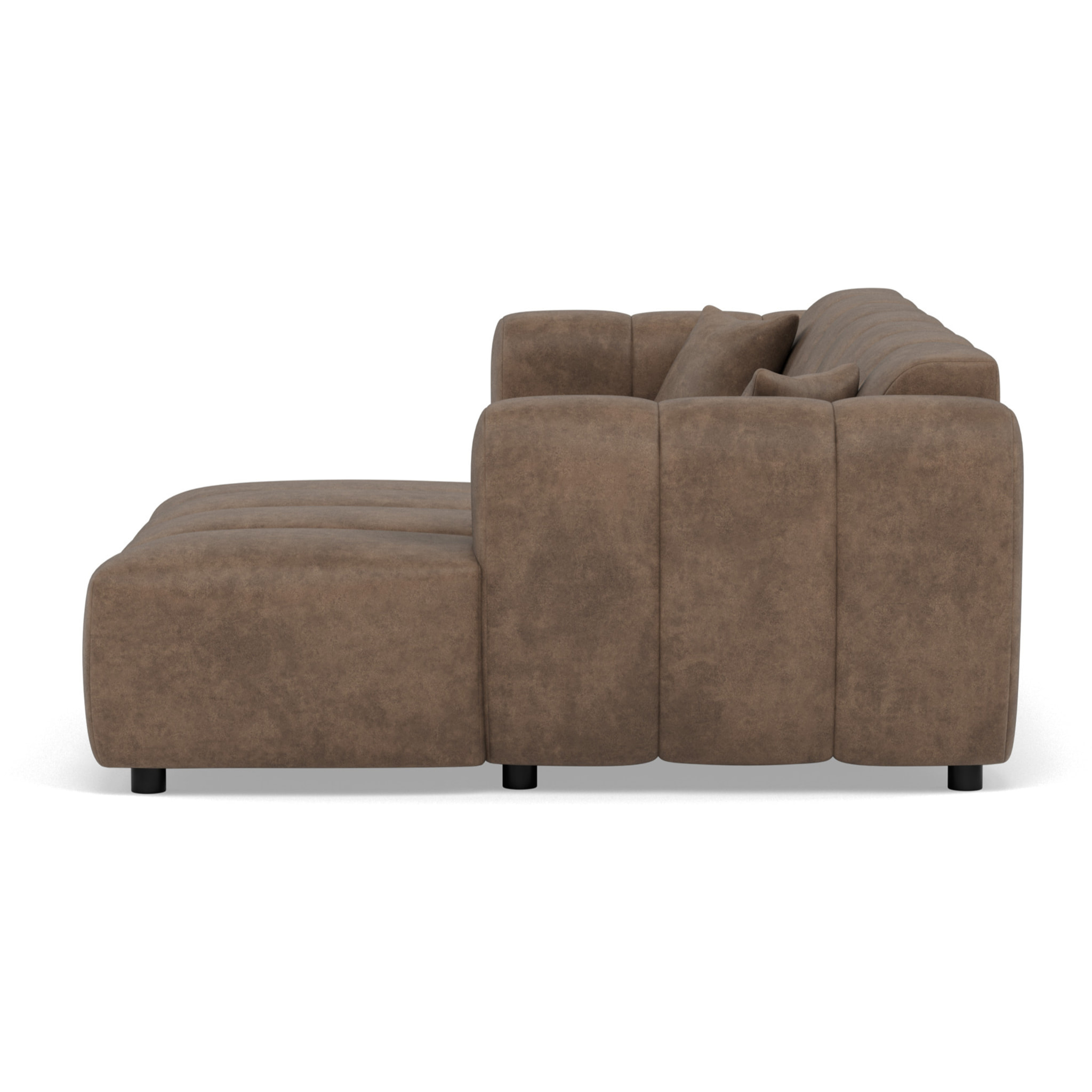 Curtis - canapé d'angle droit 4 places en simili - Taupe