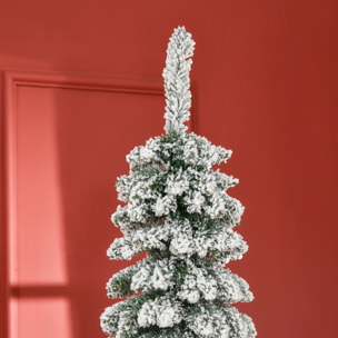 HOMCOM Árbol de Navidad Artificial 210 cm con Nieve Ignífugo con 490 Ramas Hojas de PVC Base Plegable y Soporte Metálico Decoración Navideña para Interiores Verde