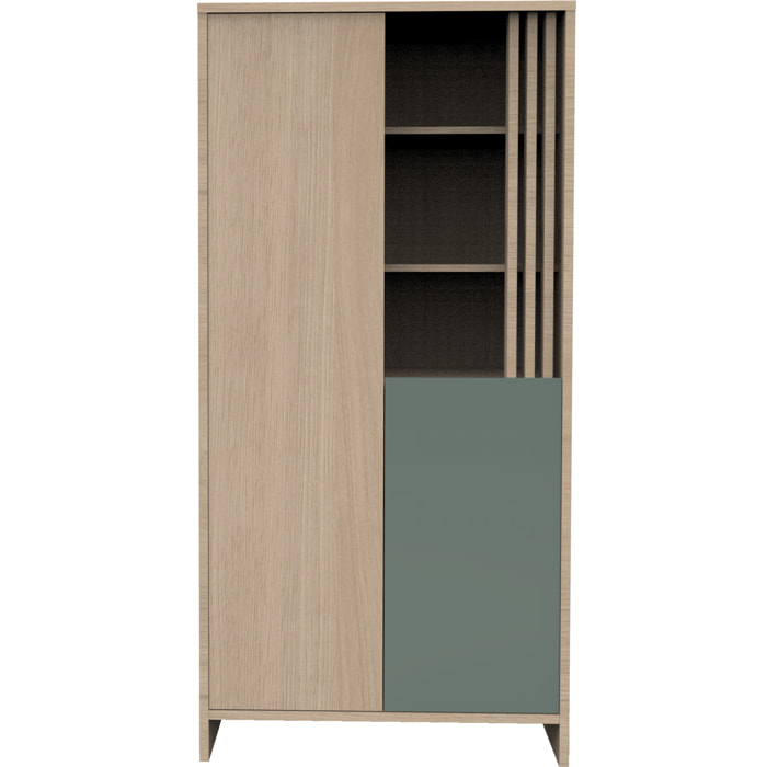 Armoire 2 portes et 1 niche avec claustra en bois décor chêne Suave