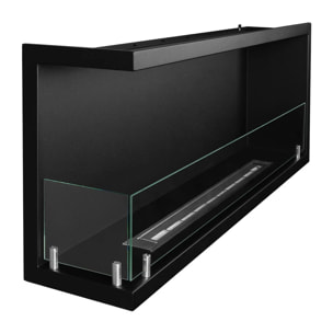 Sutri 120 - Camino a Bioetanolo da Incasso Angolare Sinistro 120x45x22,4 cm con Bruciatore 1,25lt in Acciaio