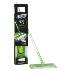 Kit de démarrage Swiffer 3D Clean : 1 Balai, 4 Lingettes Sèches Et 2 Lingettes Humides