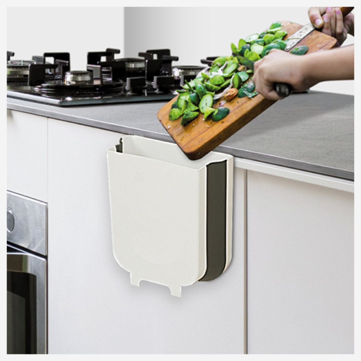 Poubelle rétractable 8L Noir & blanc