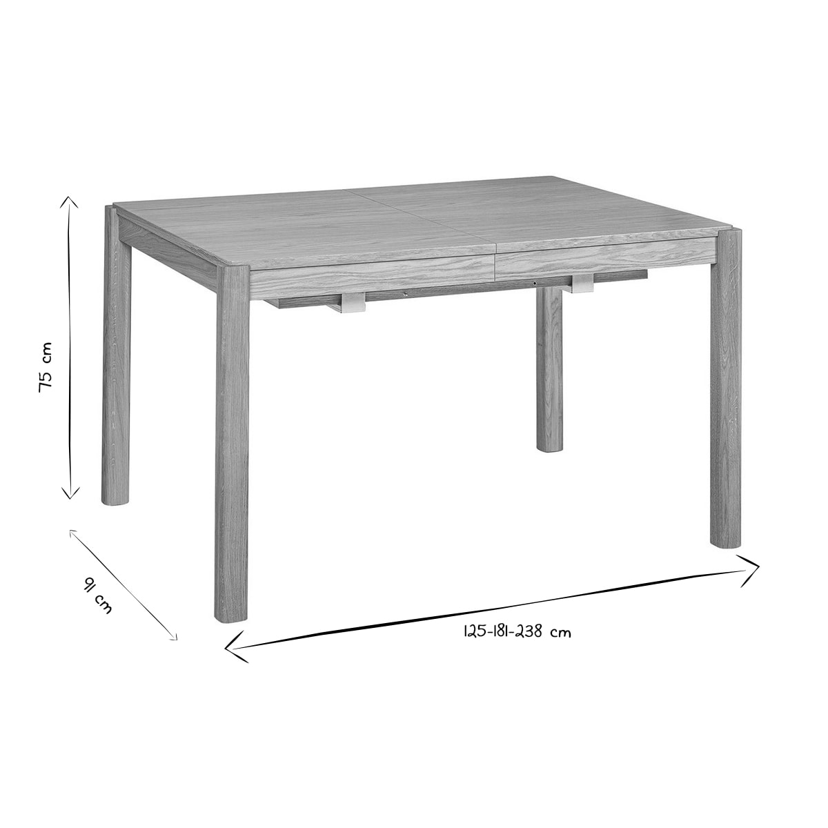 Table à manger extensible rallonges intégrées en bois clair chêne rectangulaire L125-238 cm AGALI