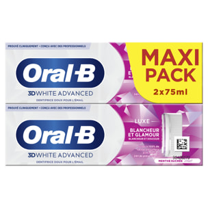 2x2 Dentifrices Oral-B 3D White Luxe Glamor White 75 ml