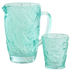 J-Line Carafe Oiseaux - verre - bleu azur