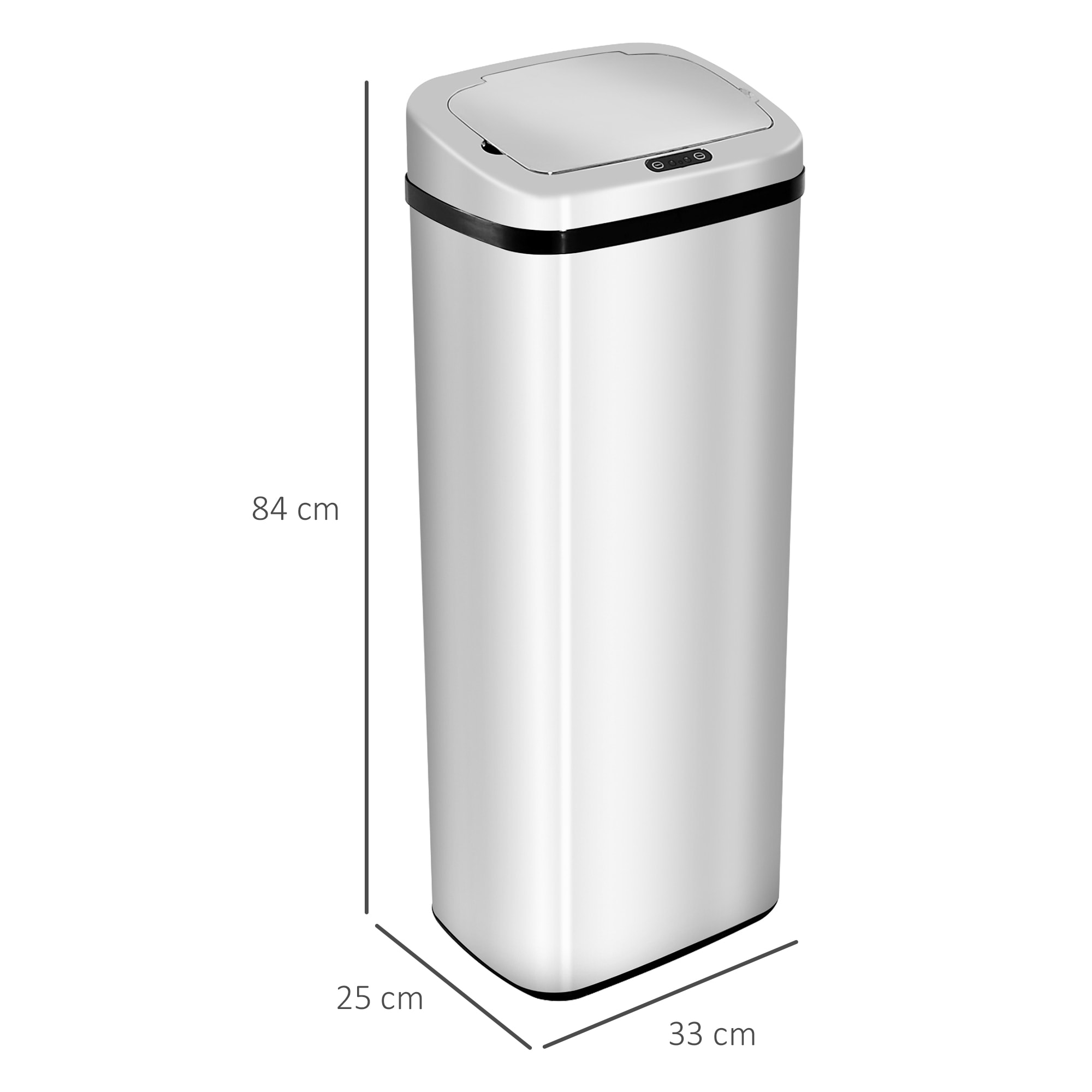 Poubelle à capteur de mouvement ouverture automatique 50L acier inox.