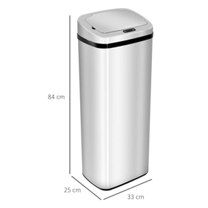 Poubelle à capteur de mouvement ouverture automatique 50L acier inox.