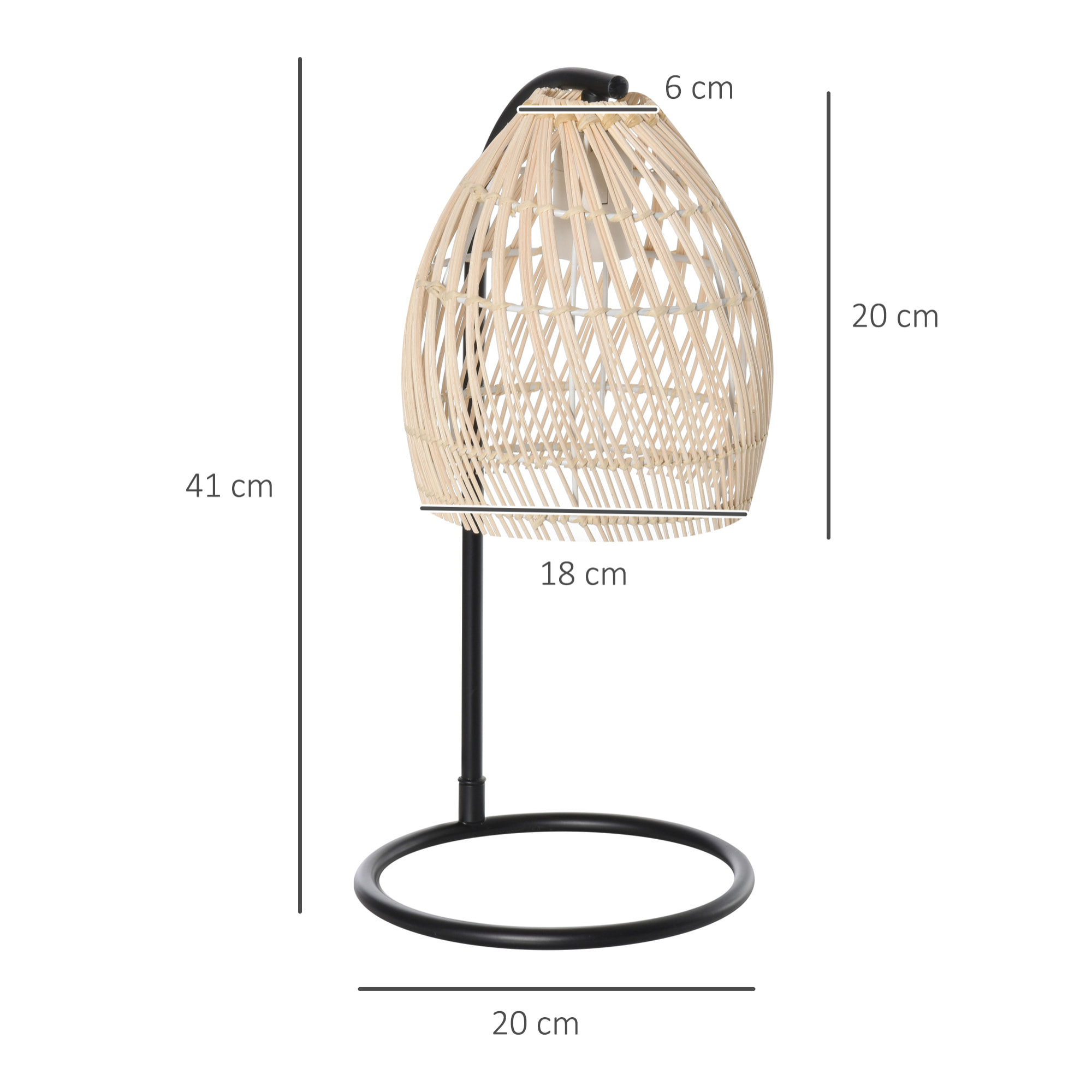 Lámpara de Mesa Lámpara de Mesita de Noche Casquillo E27 Máx. 40W Lámpara Decorativo con Pantalla de Ratán para Dormitorio Salón Ø20x41 cm Natural