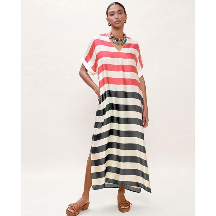 Abito lungo a righe tricolori