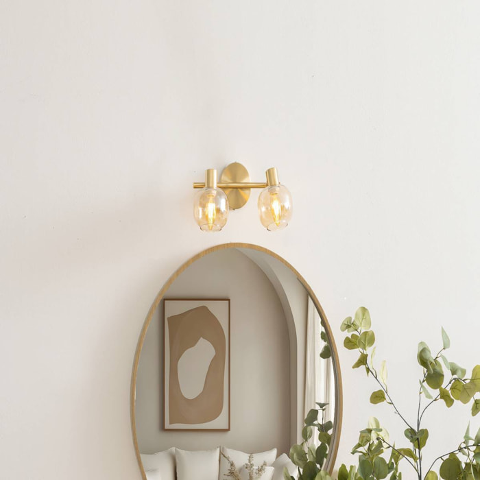 Applique murale plafonnier Pilia ambre 28x11cm