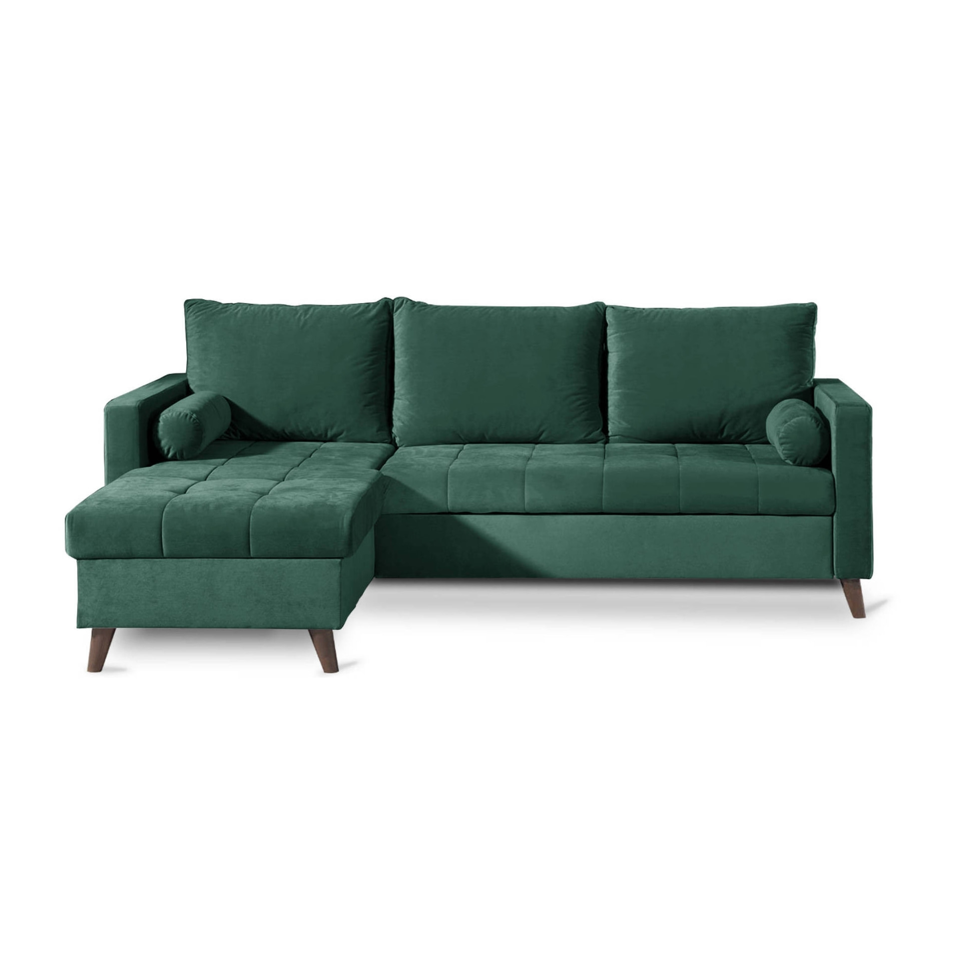 POLAR - Canapé d'angle réversible convertible - en velours au design scandinave - 4 places - Vert