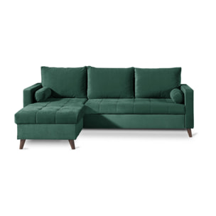POLAR - Canapé d'angle réversible convertible - en velours au design scandinave - 4 places - Vert