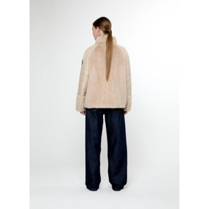 Cappotto combinato di piume di pelliccia