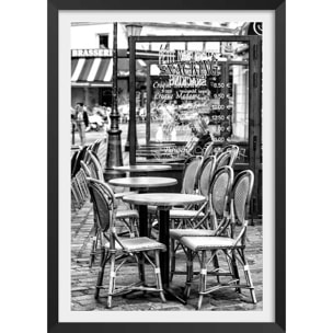 Affiche Paris, Le café parisien Affiche + cadre en bois - Noir