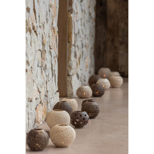 J-Line photophore Noix De Coco - rotin- marron - 2 pcs