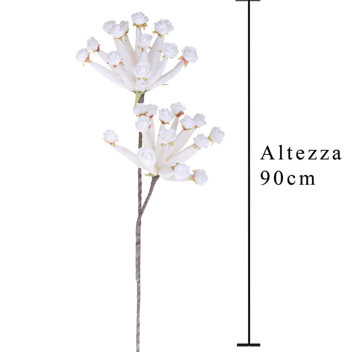 Giant Caplume Composto Da 2 Fiori. Altezza 90 Cm - Pezzi 4 - 25X90X12cm - Colore: Bianco - Bianchi Dino - Fiori Artificiali