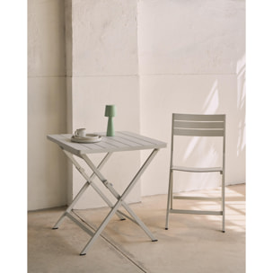 Kave Home - Tavolo da esterno pieghevole Torreta in alluminio con finitura grigio chiaro 70 x 70 cm