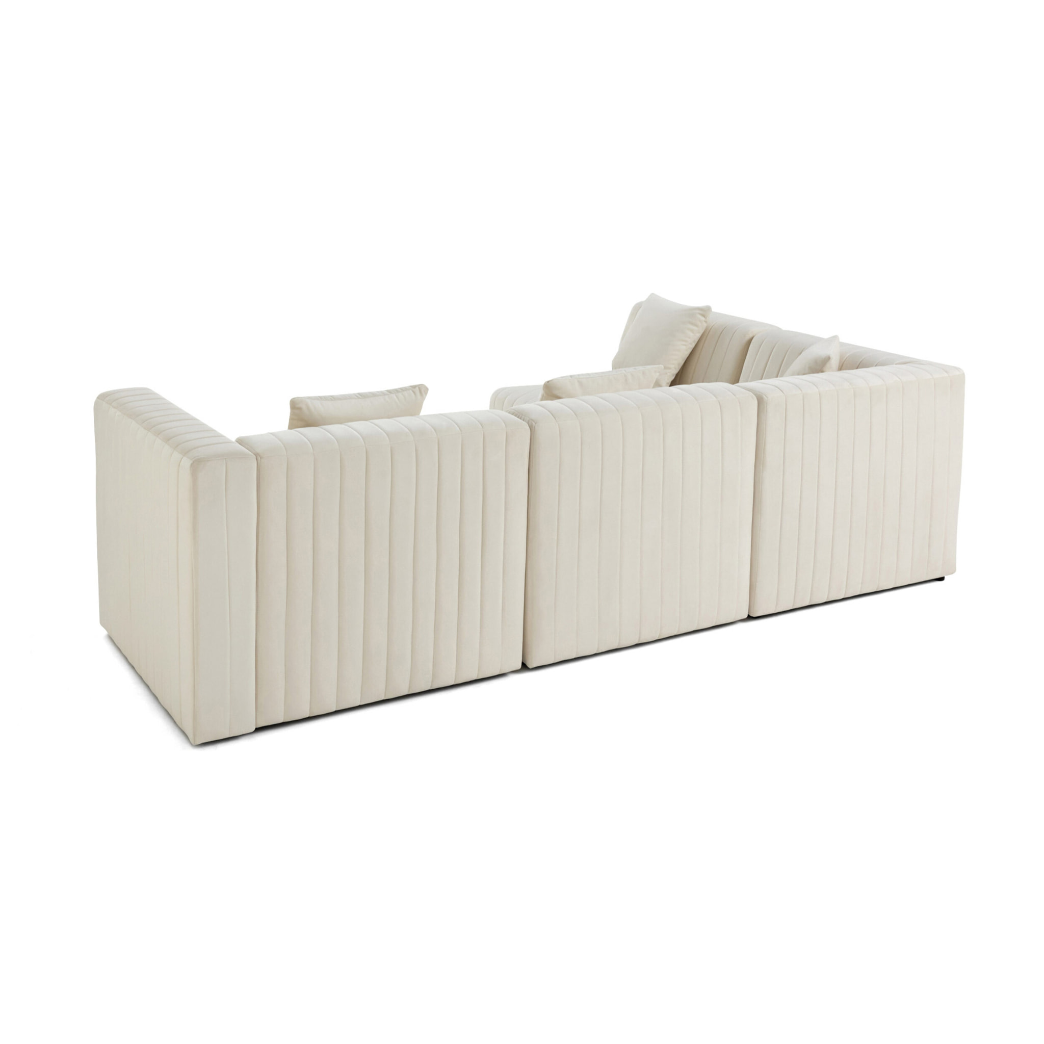 Nova - canapé modulable d'angle gauche - 5 places - en velours - Beige