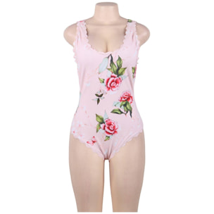 Traje de baño de una pieza para mujer rosa estilo de flores